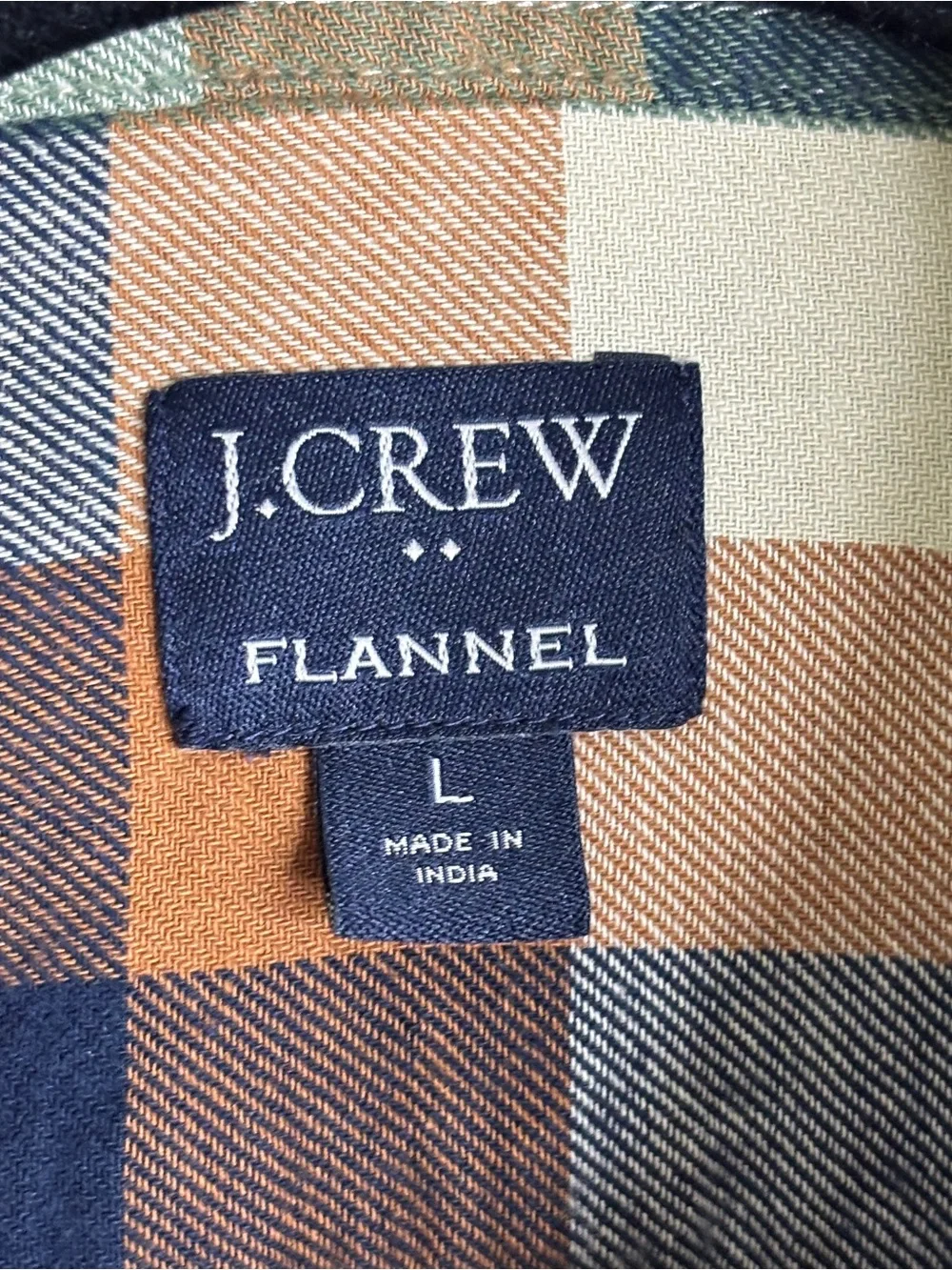 J. Crew Plaid Button-Down Shirt - Tan, Navy, Cream ~ Sz L Western, Relaxed, Cozy